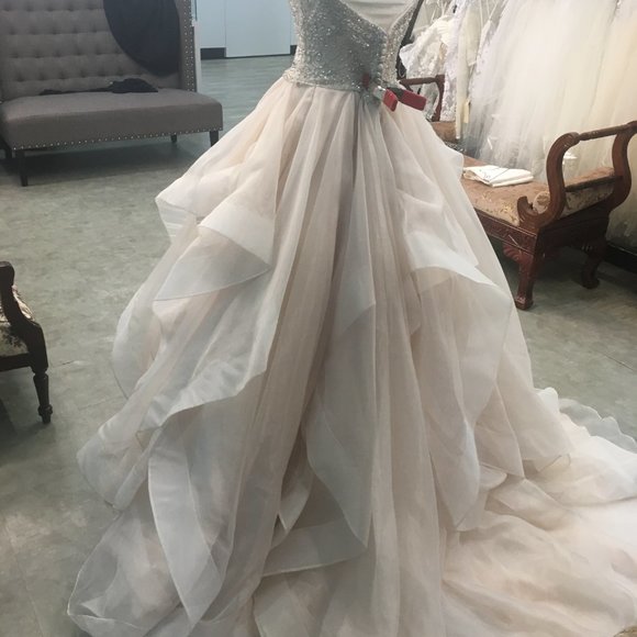 NEW Eddy K Wedding Dress, Blush Swarovski Ballgown Princess, Size 10 Reg $4999 - Picture 11 of 11